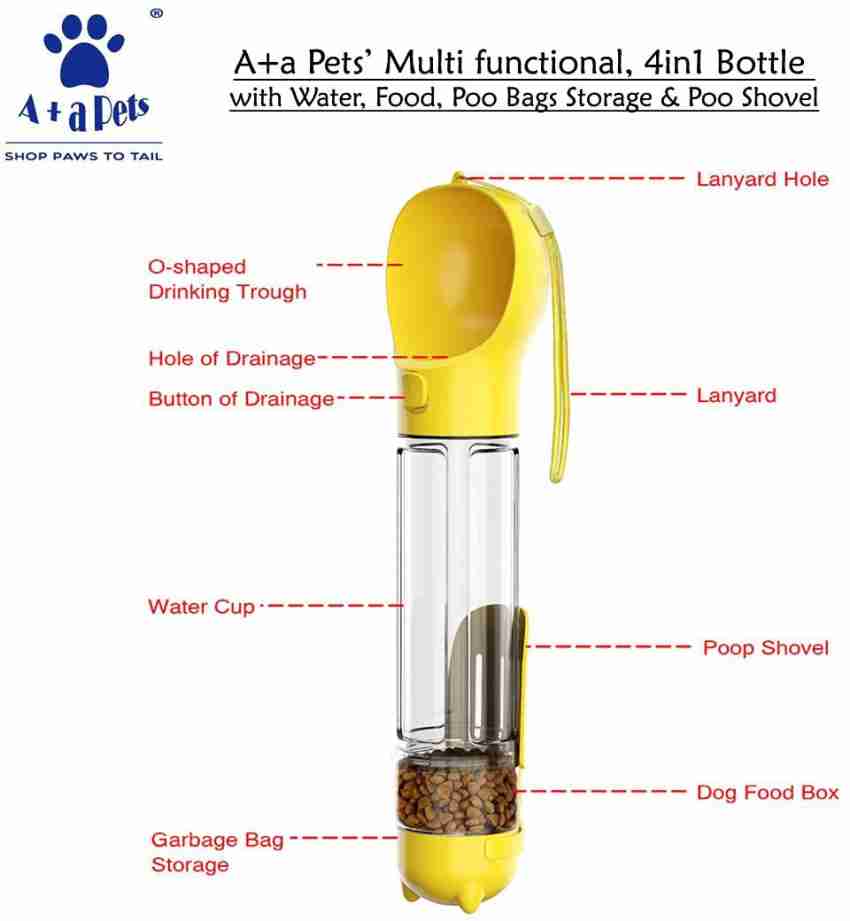 Dog Water Bottle for Walking Portable Pet Travel Water Dispenser  Multi-Functional Water Cup Food Box with Poop Shovel 