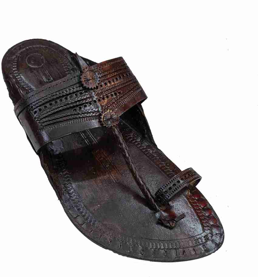 brown kolhapuri chappal