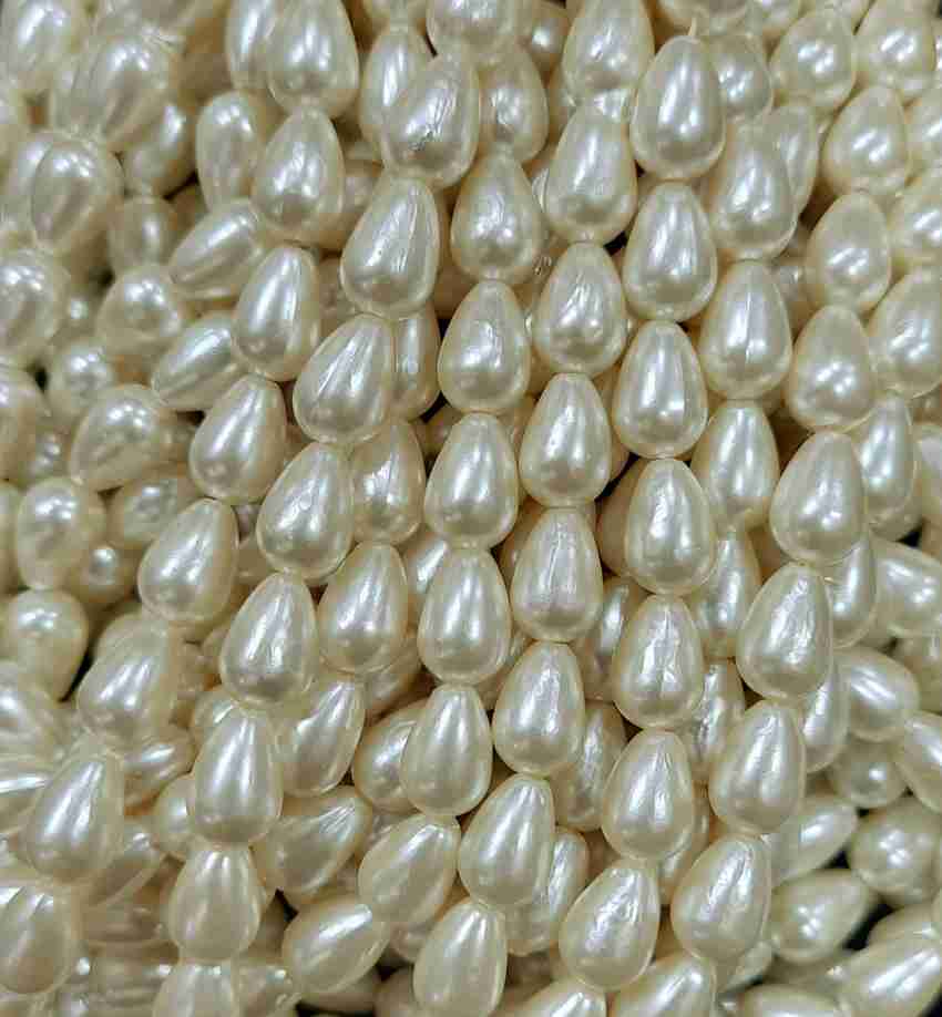The Unique 10mm Drop Shape Off White Colour Moti Pearl Beads for