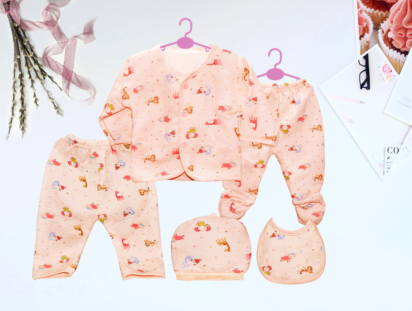 Miss Chief by Flipkart Top Pyjama Suit Warm Suit Night Suit Woollen Suit for New Born Babies Boys Girls Infants 0 3 Months Peach 5 Piece Set Buy Baby Care Combo in India Flipkart