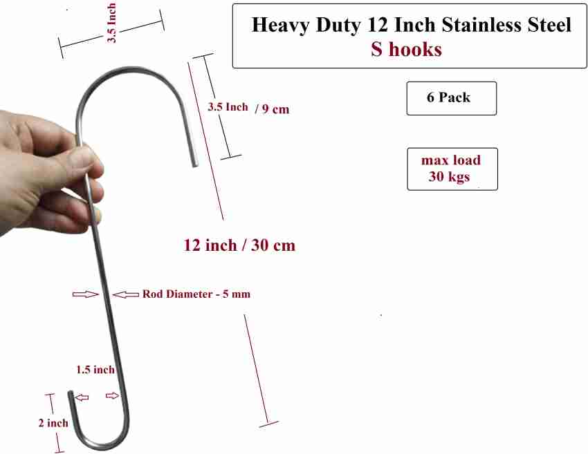 12 S Hook (Individual) - Extra Large S Hooks & Industrial Air