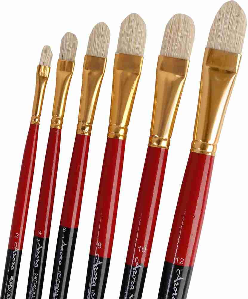 Flipkart KABEER ART Arora Filbert Hog Hair Brush Set Of 6 Pcs Hog Hair Paint Brush