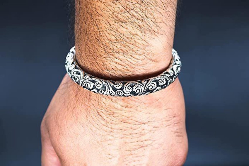 Silver kada for mens with grams price sale