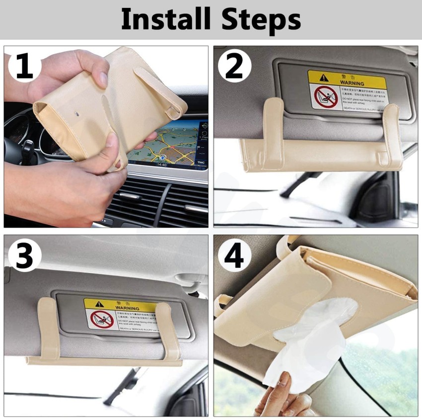Car Visor Tissue Box Multifunctional Car Tissue Holder Pu Leather