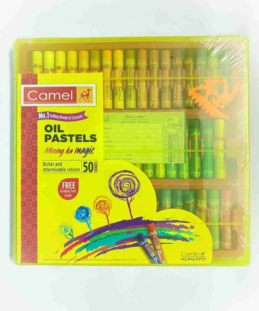 Camel Oil Pastel with Reusable Plastic Box - 50 Shades & Camel Drawing Kit  Combo