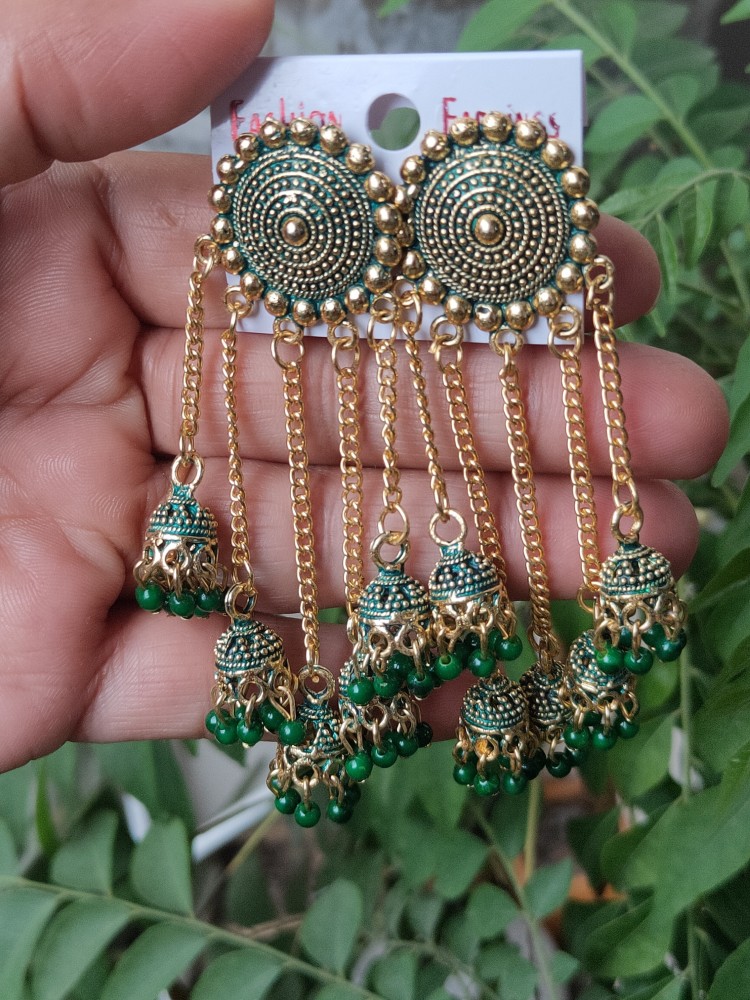 Alloy Golden Bahubali Jhumka Earrings