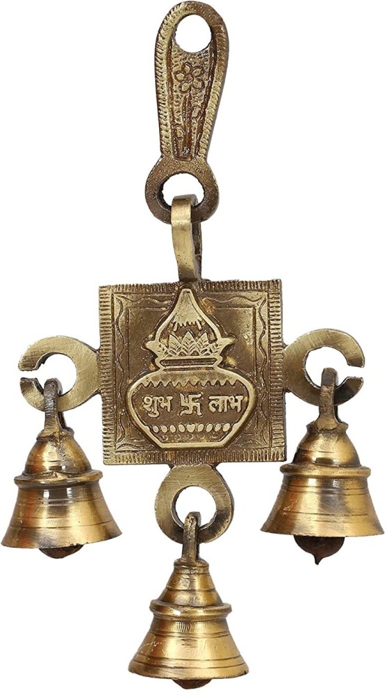 Brass Shubh Labh Hanging Bells Set Brass Hanging Bell Brass Indian Home  Decorations Wall Decor for Home Subh Labh With Bell for Diwali Decor 