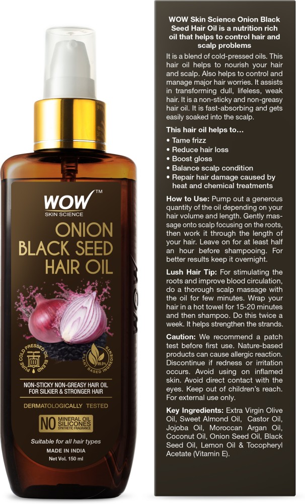 WOW Skin Science Onion Hair Oil for Hair Growth and Hair Fall Control   With Black Seed Oil Extracts  with COMB APPLICATOR  200 ml