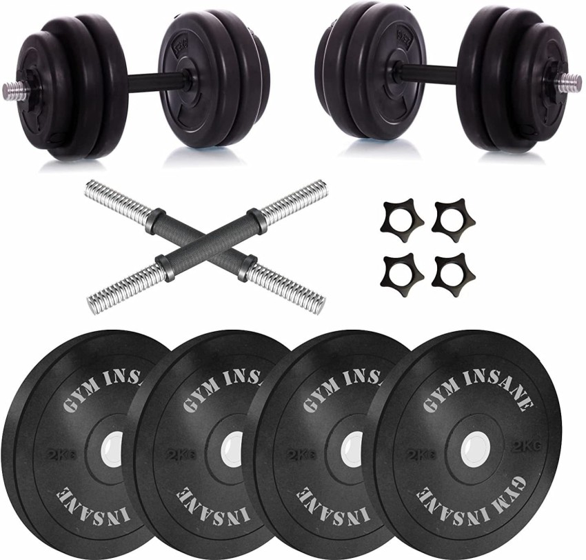 Gym Insane Gym Equipment Set Rubber Plates Home Gym Combo 8kg Weight  14Dumbbell Rod, gym kit Dumbbell Kit Kit - Buy Gym Insane Gym Equipment Set  Rubber Plates Home Gym Combo 8kg