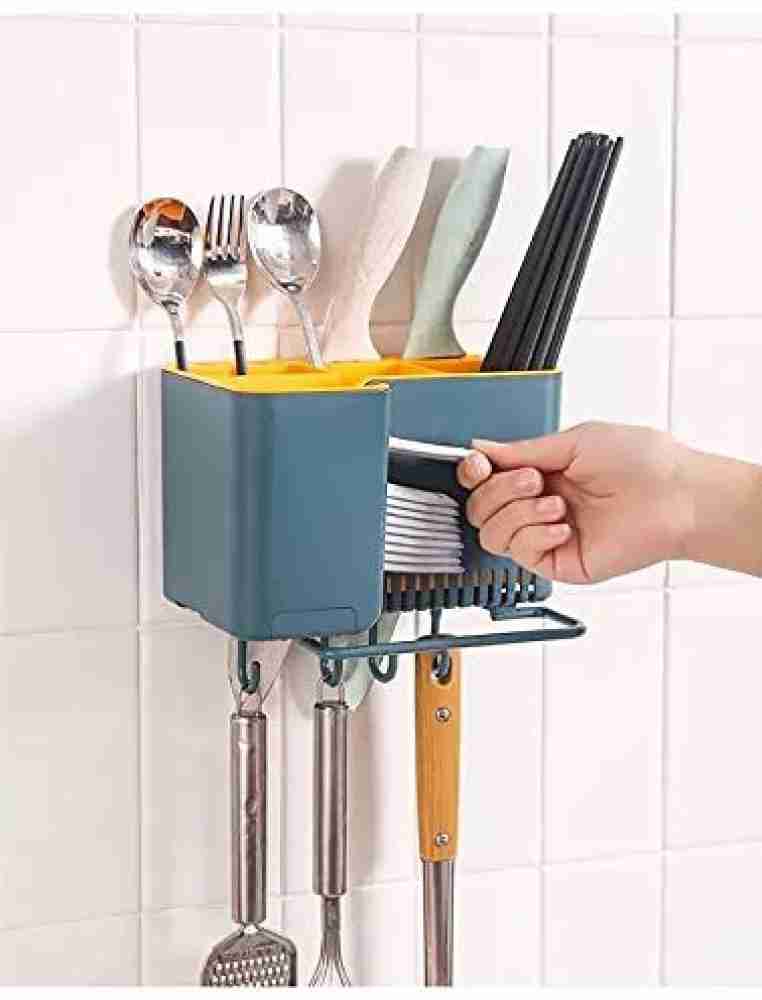 Adhesive Wall Mount Utensil Holder Knife Holder Cookware Rack Cutlery  Hanging Storage Organizer Drying Rack With