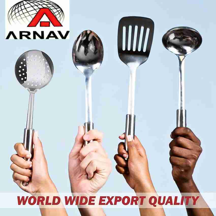 Steel Cooking Serving Spoon Set of 4 Kitchen Tools Spatula Chamcha Karchhi  palta