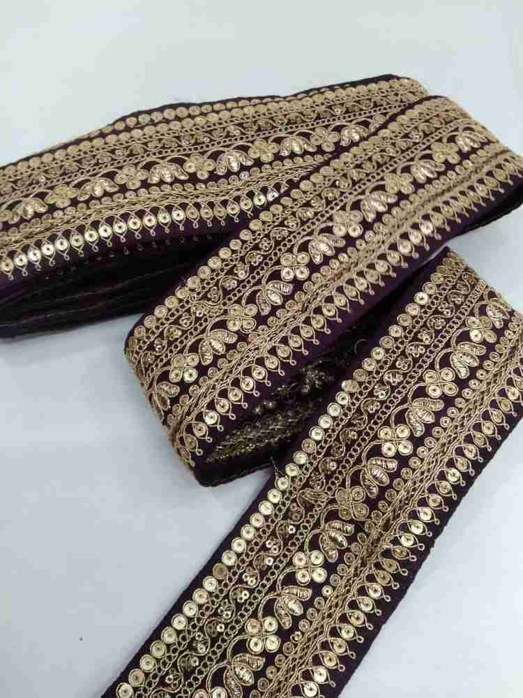 Borders New Handmade Lace Reel with Elegant Golden Zari Work 9 M x 3 in Wine Lace Reel Price in India Buy Borders New Handmade Lace Reel with Elegant Golden Zari