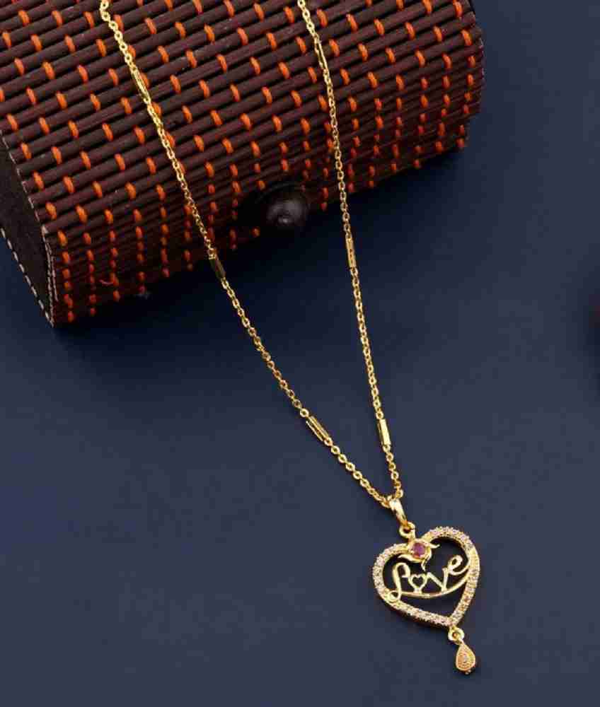 Buy Handcrafted 22k Gold Plated Brass Mini Heart Necklace - Golden