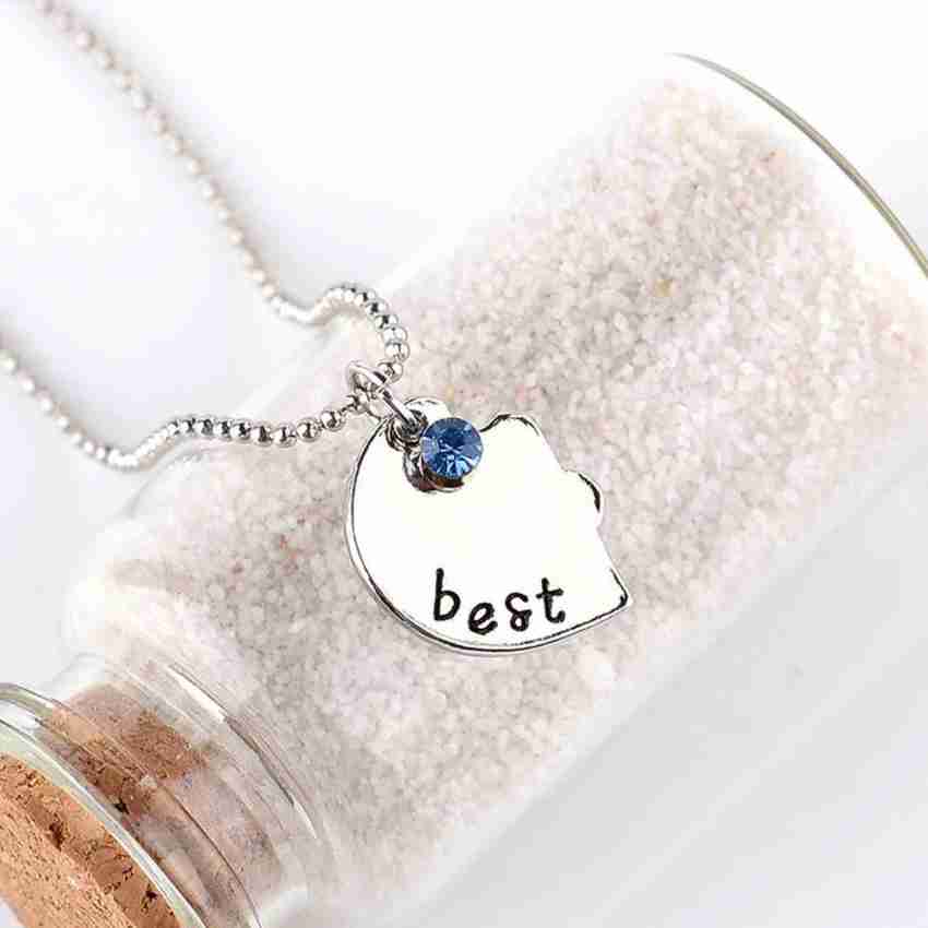 Buy Vembley Loveable Blue Silver Broken Heart Best Friends Forever Heart  Pendant Necklace Online at Best Prices in India - JioMart.