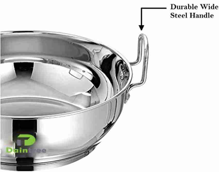 Brodees Iron Kadahi 27 Cm - Flat Bottom |Iron Kadai/Kadhai for Cooking &  Deep Frying with Strong Handle Induction Friendly Kadhai | Capacity : 3500  ml