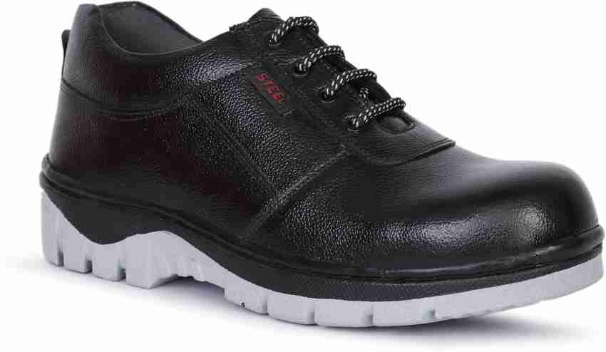 Black steel safety shoes price on sale