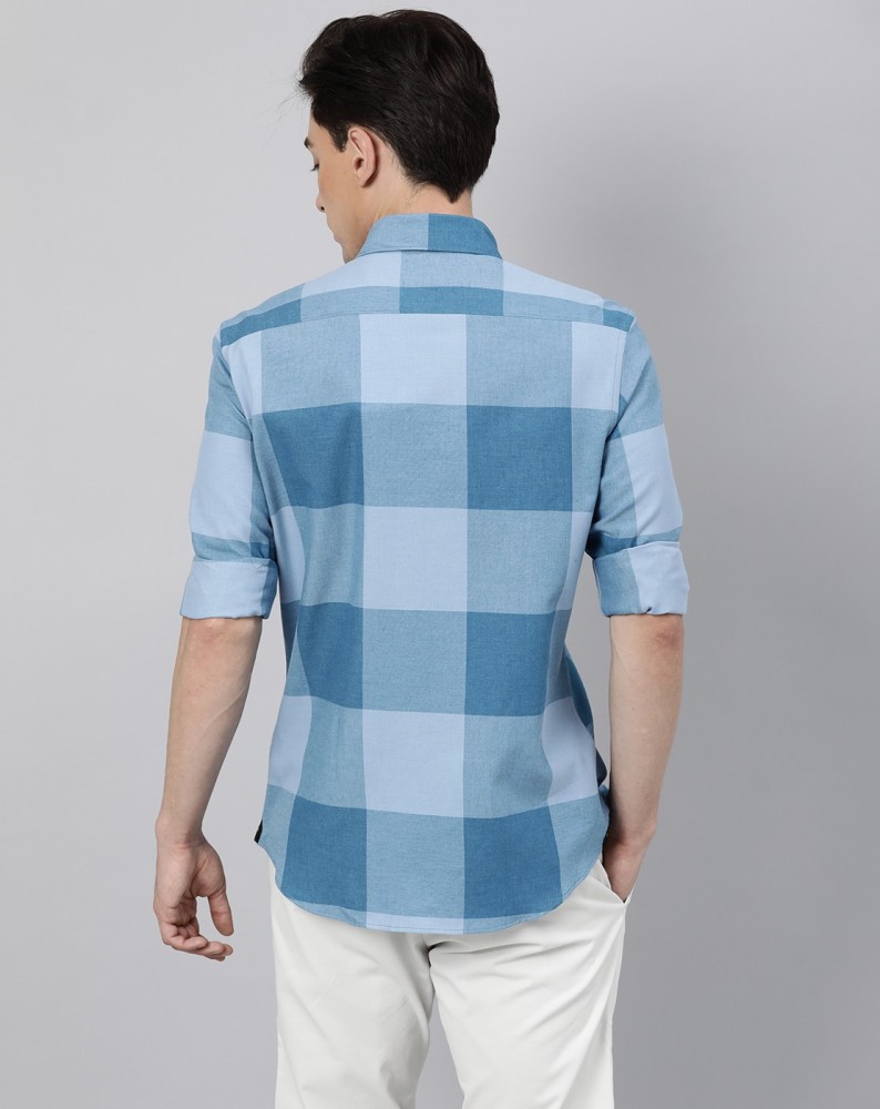 Cerulean with Glacier Blue Casual Stripes Premium Cotton Shirt For Men -  Rare Rabbit Shirts