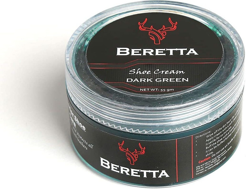 Dark green shoe polish store