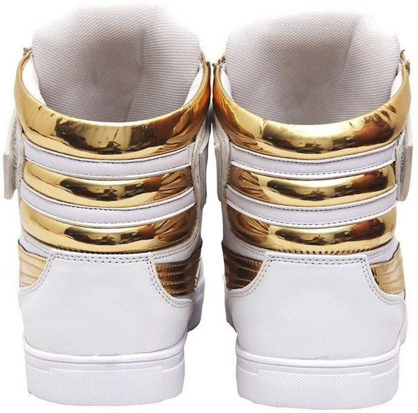 Shoe Island Icon X White Gold Leather High Top Casual Dancing