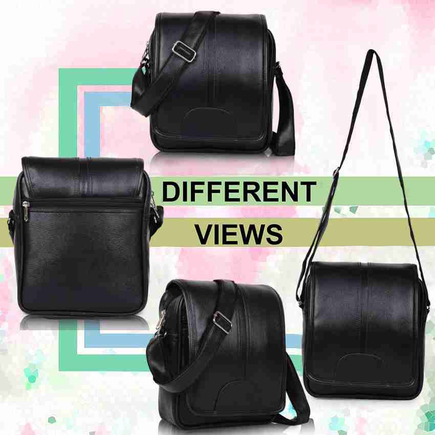 Martucci Black Sling Bag Pu Leather Shoulder Bag for Men/Travel Bag/Cross  Body Bag/Office Business Bag/Messenger Bag/Stylish sling Bag for Men Black  - Price in India