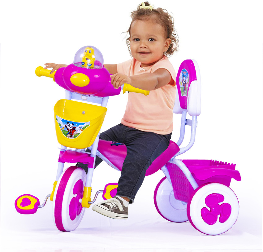 CuteSO Kids Three Wheels Pedal Bugg for Baby Boy or Baby Girl Kids Trikes with Front head Light Storage Baskets Push Bike for Boys Girls Suitable for Kids Over 18 Months 5 Years