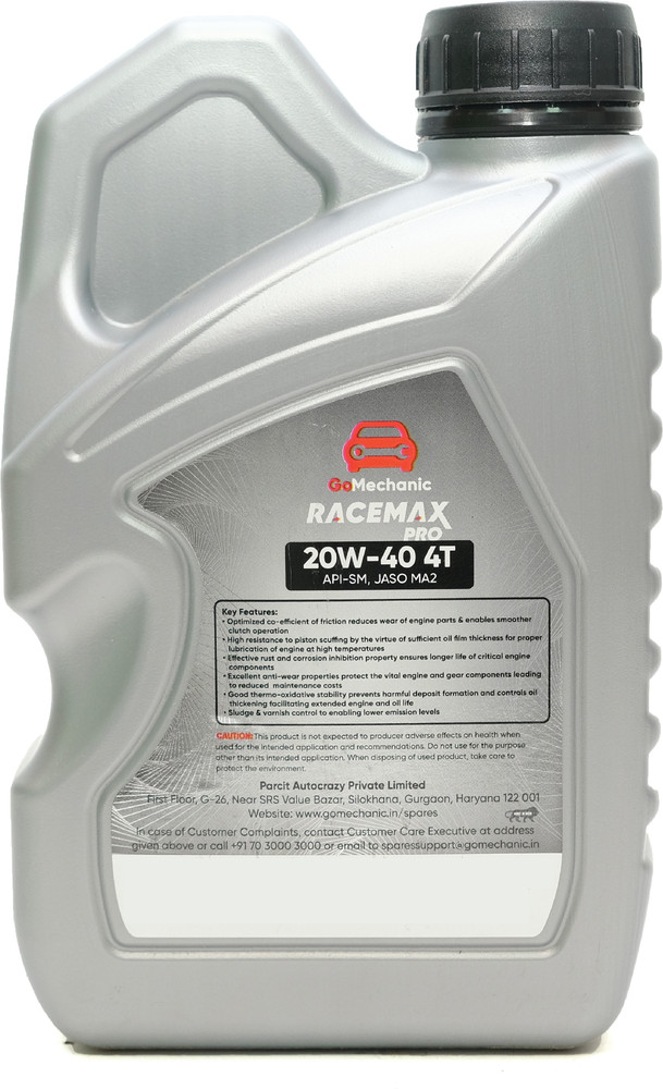 GoMechanic Racemax Pro 4T 20W40 API SM JASO MA2 Engine Oil For HERO GLAMOUR GMUN4TLB007 Full Synthetic Engine Oil Price in India Buy GoMechanic Racemax Pro 4T 20W40 API SM JASO MA2