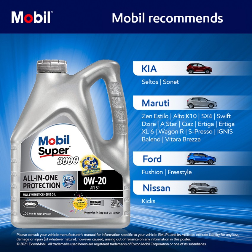 MOBIL Super 3000 0W-20 Synthetic Full-Synthetic Engine Oil Price in India -  Buy MOBIL Super 3000 0W-20 Synthetic Full-Synthetic Engine Oil online at  Flipkart.com