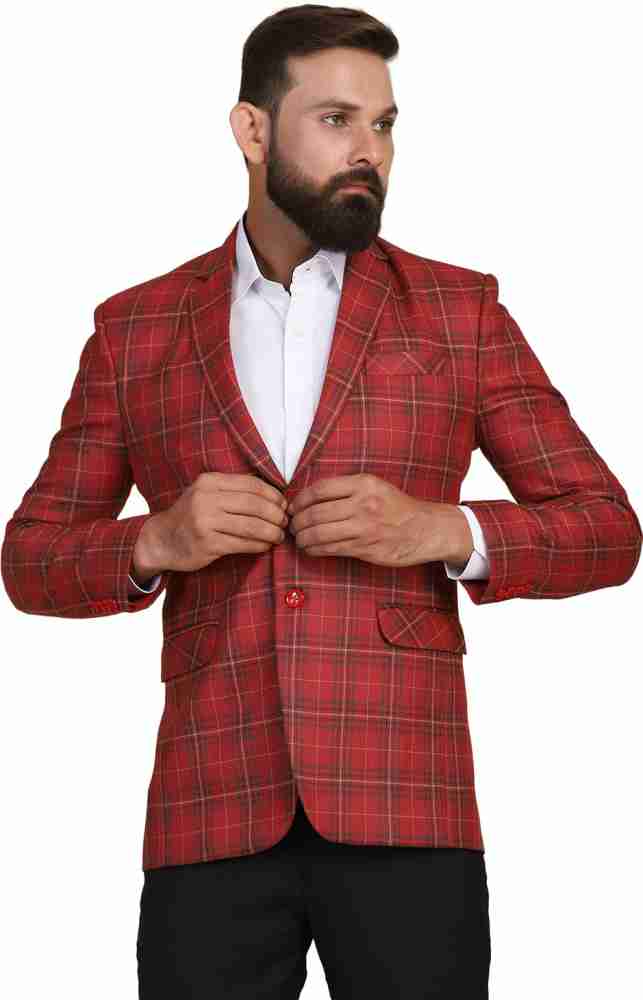 Buy online Navy Blue Checkered Single Breasted Formal Blazer from Blazers  for Men by Tahvo for ₹3319 at 45% off