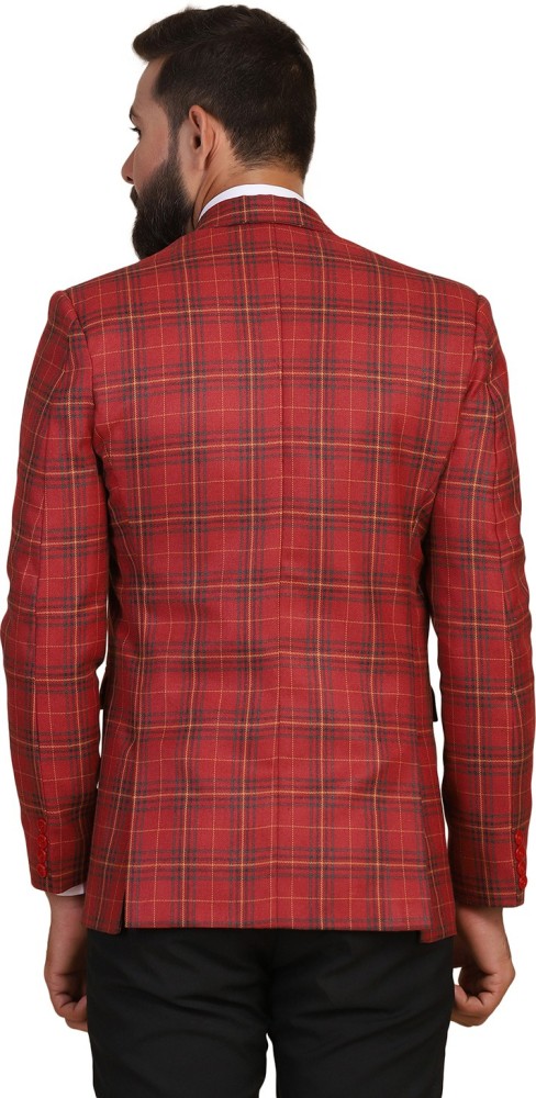 TAHVO Checkered Single Breasted Formal Men Blazer - Buy TAHVO Checkered  Single Breasted Formal Men Blazer Online at Best Prices in India