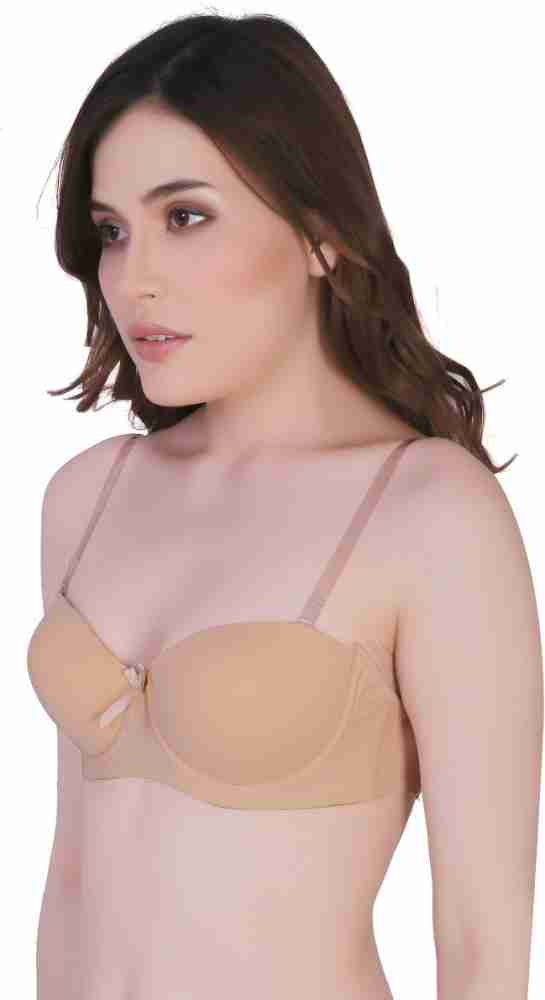 Buy PLUMBURY Women's Synthetic Lightly Padded Wired Push-Up Multiway Bra,  Beige, Size 30A at