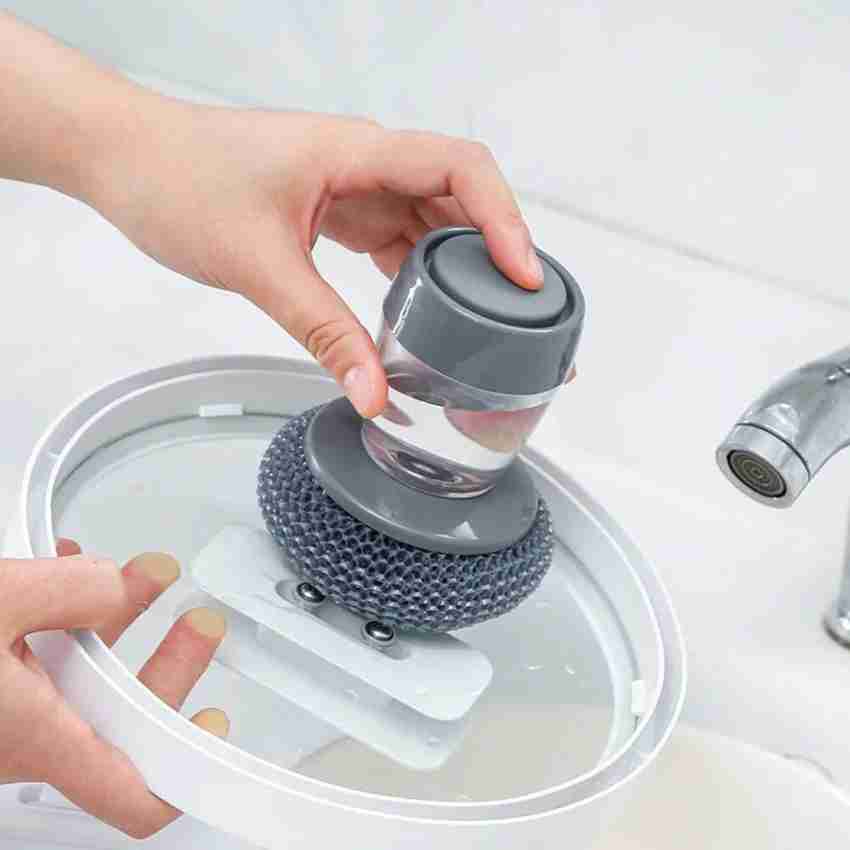 Palm soap Dispensing Dish Brush Kitchen Cleaning , Handheld Dish