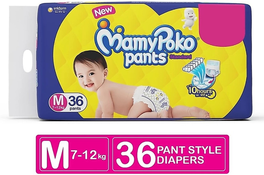 MamyPoko Pants Standard Baby Diapers Medium Size 36 count M