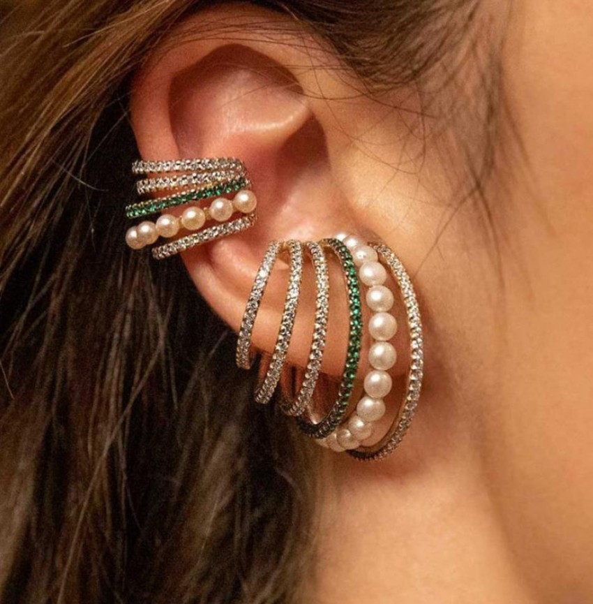 Flipkart.com - Buy Nonchalant Six Layer Stacked Ear cuffs Pearl