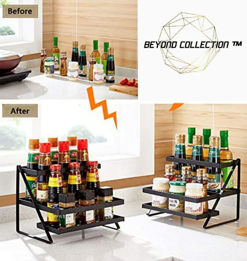 1pc, Corner Counter Organizer, Corner Spice Rack Organizer, Kitchen Storage  Rack, Kitchen Corner Seasoning Shelf, 3 Tier Bathroom Countertop, Spice Ra