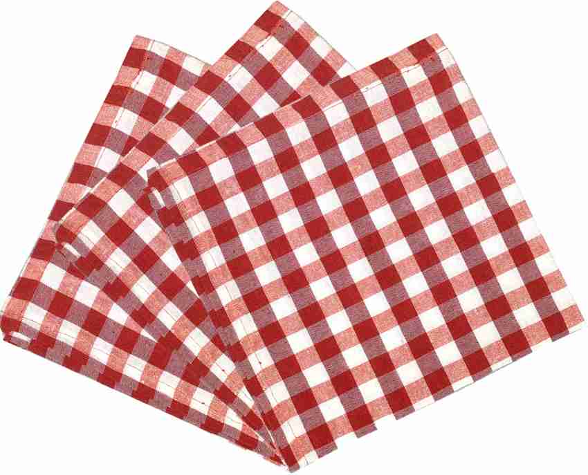 Lushomes Table Napkins, Red checks table napkins cotton set of 6, Rest
