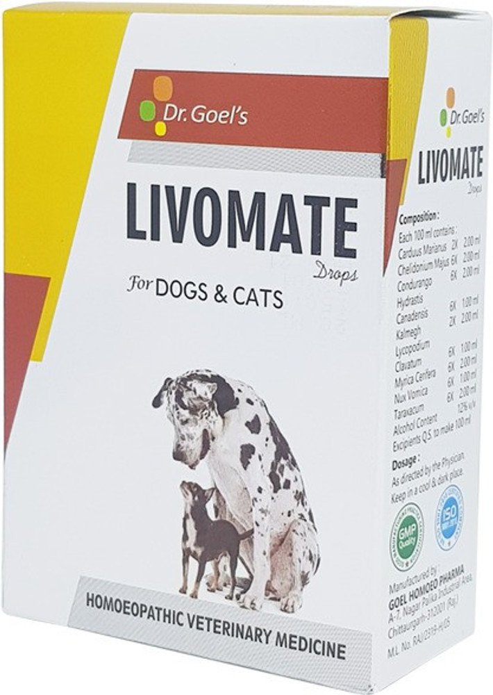 Homeonest LIVOMATE for PETS 20ML LIVOMATE DROPS is the best Homeopathic Veterinary Medicine for Dog and Cat in cases of uneasiness during nightstand approaching a veterinarian is difficult. Pet First ...