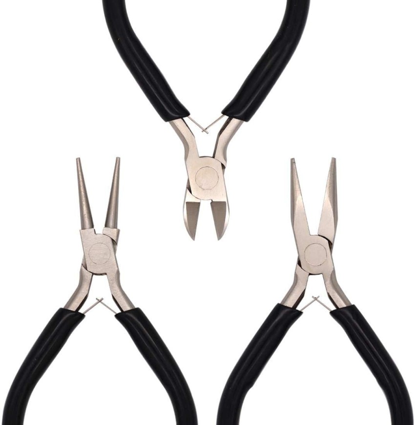 1-Pack) Mini Chain Nose Pliers 3 inch Curved, Jewelry Making Tools