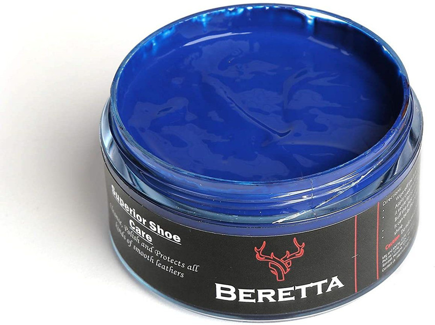 Blue leather shoe polish clearance