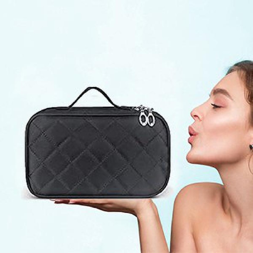 CHANEL Lambskin Quilted Large Cosmetic Case Silver 1303573