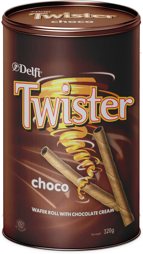 Delfi Twister Chocolate Wafer Roll with Chocolate Flavored Cream