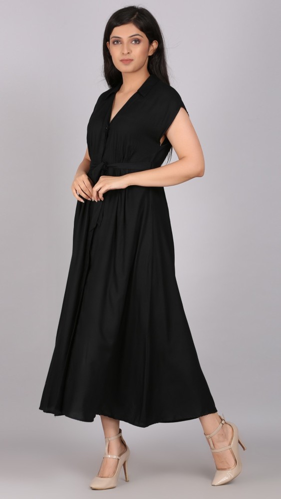 Alofi Women A-line Black Dress - Buy Alofi Women A-line Black