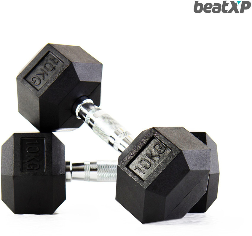 beatXP Hex Dumbbell 10Kg pair for Home Gym Exercise Workout Steel