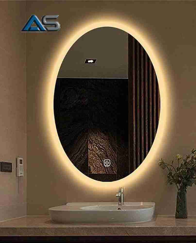 Oval mirror with lights outlet