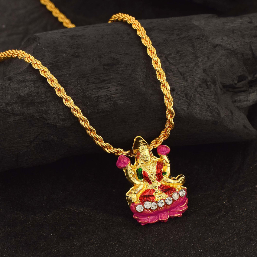 Zumrut Gold Plated CZ Stud Wealth Goddess Lakshmi Laxmi Devi