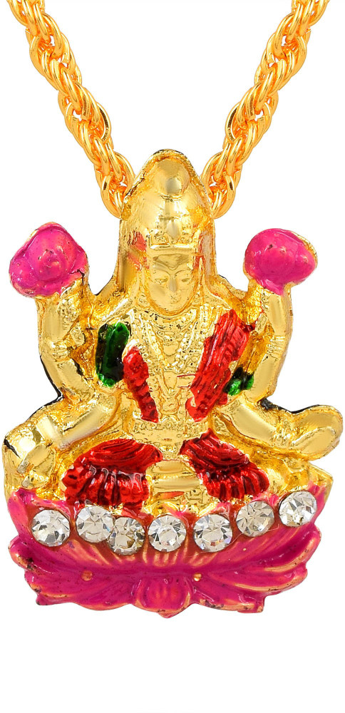 Zumrut Gold Plated CZ Stud Wealth Goddess Lakshmi Laxmi Devi