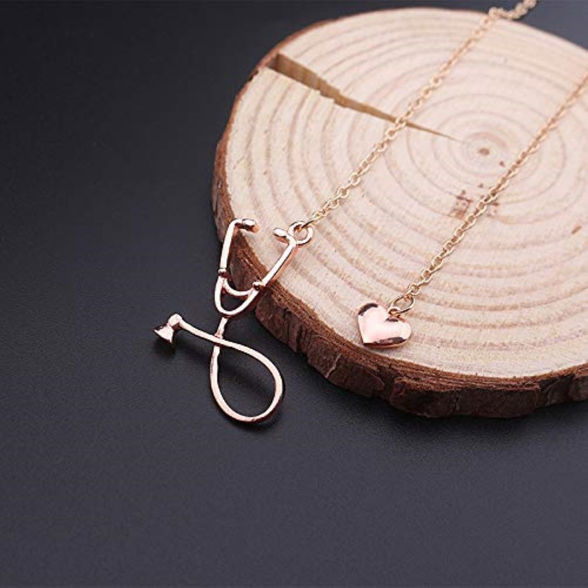 Rose gold stethoscope necklace cheap