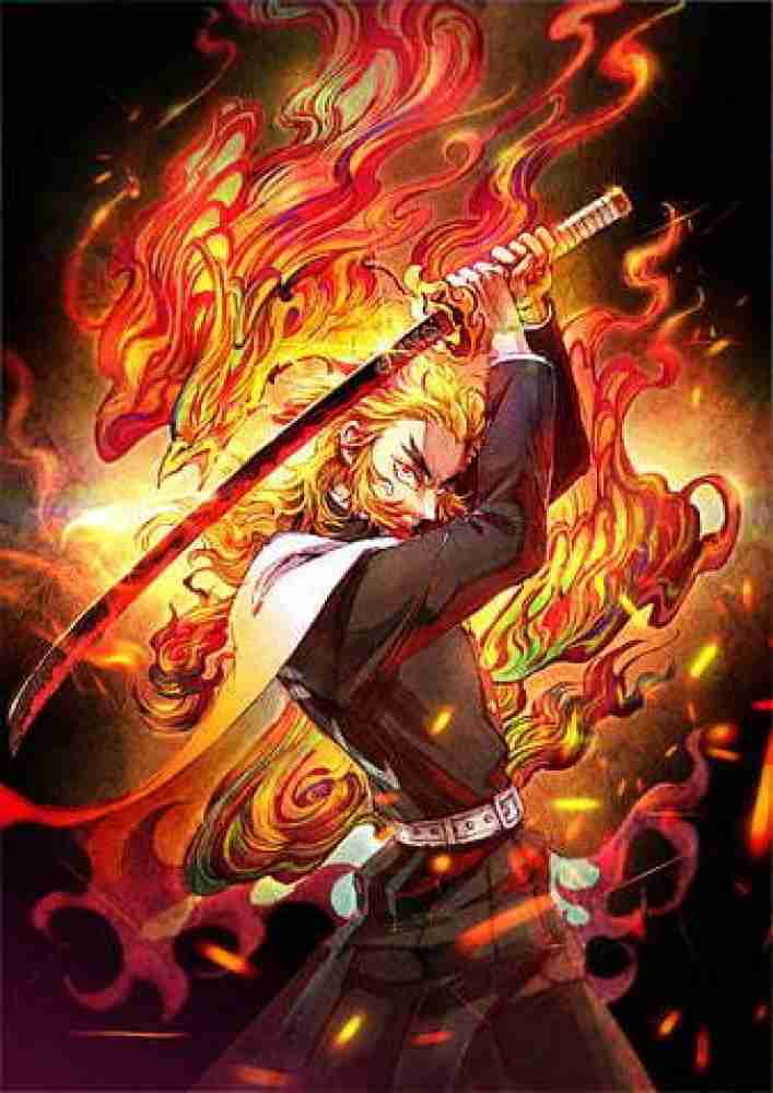Demon Slayer Kyojuro Rengoku Flame Pillar Katana Anime Canvas Poster Wall  Art Decor Print Picture Paintings for Living Room Bedroom Decoration  Unframe：12×18inch(30×45cm) : : Home & Kitchen