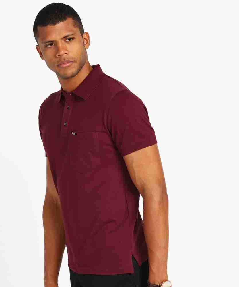 Fort Collins Solid Men Polo Neck Maroon T Shirt Buy Fort Collins
