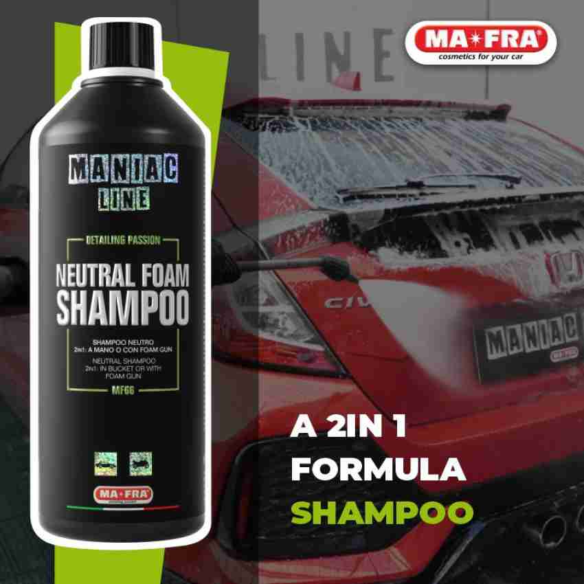 Mafra Maniac Car Detailing Line, Neutral Foam Shampoo, 2 in1 Neutral Shampoo,  Manual Application with 2 Buckets Technique or Prewash with Foam Gun,  1000ml Car Washing Liquid Price in India - Buy