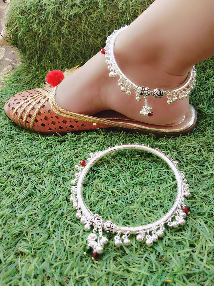 OYZEKX Oxidised German Silver Metal Kada Anklet for Women s Girl s Set 1 2Pcs Silver Anklet Price in India Buy OYZEKX Oxidised German Silver Metal Kada Anklet for Women s